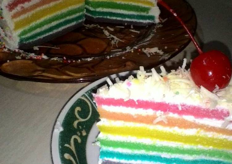 Langkah Mudah untuk Menyiapkan Rainbow cake super lembut Anti Gagal