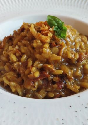 Una foto de Risotto de ceps y jamón
