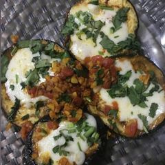 A picture of Pan fried cheesy eggplant.