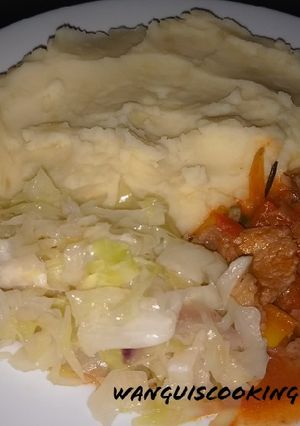 A picture of Mashed Potatoes,Beef,Cabbage #CHARITYRECIPE.