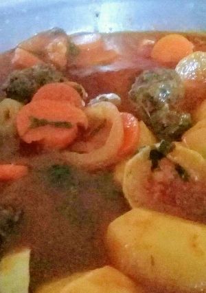 صورة لوصفة صينية كفتة (لحمة مفرومه) بالفرن مع خضروات