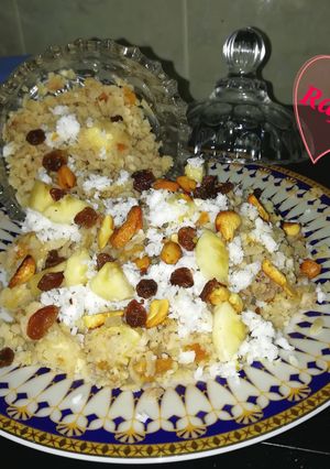 A picture of Sweetened Riceflakes (sweet aval/poha).