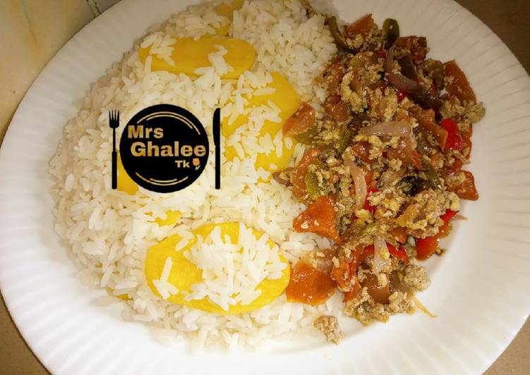 Steps to Prepare Perfect White rice with egg sauce