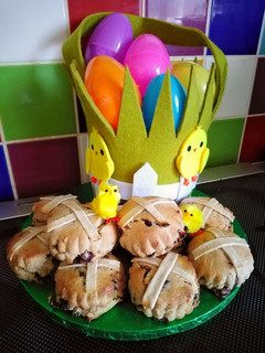 A picture of Vickys Easter Hot Cross Scones, GF DF EF SF NF.