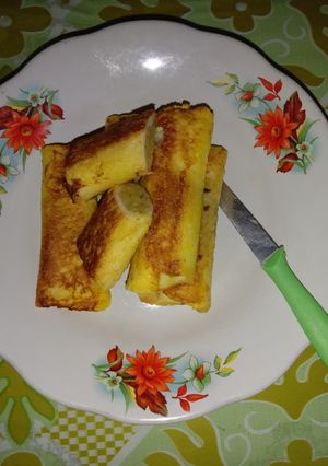Foto resep Roti gulung isi selai pisang panggang teflon