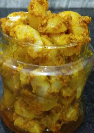 A picture of Amla pickle or achar.