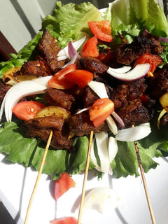 A picture of Beef skewers.