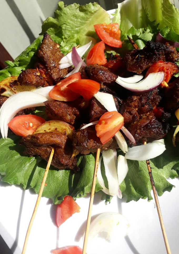 A picture of Beef skewers.
