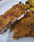 Cordón blue y patatas con mojo verde