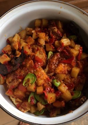 Foto resep Telor ceplok kentang Pete balado maknyus