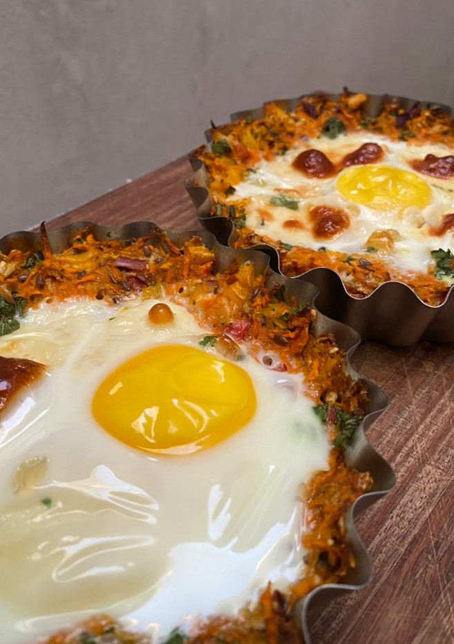 Una foto de Tartitas de zanahoria, queso y huevo