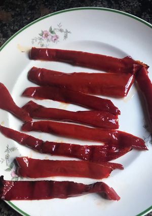 Una foto de Morrones al horno para pizza con 3 ingredientes. Light y sin tacc