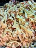 Tagliatelle con Branzino Olive e Pomodoro