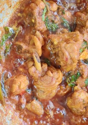 A picture of Chettinad mint masala chicken.