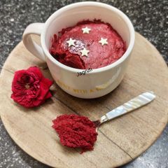 1 Minute Eggless Red Velvet Mug Cake in Microwave !! A picture of 1 Minute Eggless Red Velvet Mug Cake in Microwave !!.
