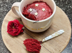 A picture of 1 Minute Eggless Red Velvet Mug Cake in Microwave !!.