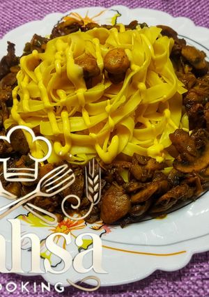 عکسی از دستور فتوچینی با دل مرغ و قارچ