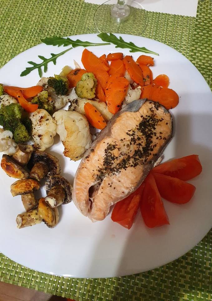 ПП запечений лосось з овочами