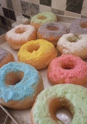Foto resep Donat gula halus pelangi