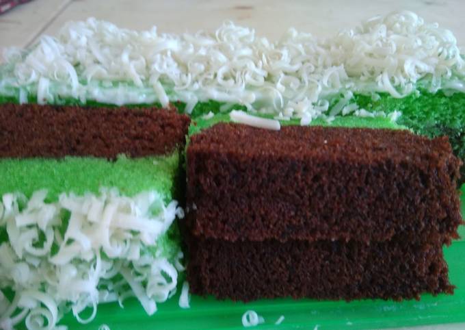 Resep 37) Brownis Pandan Coklat Kukus, Lezat