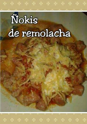 Una foto de Ñoquis de remolacha