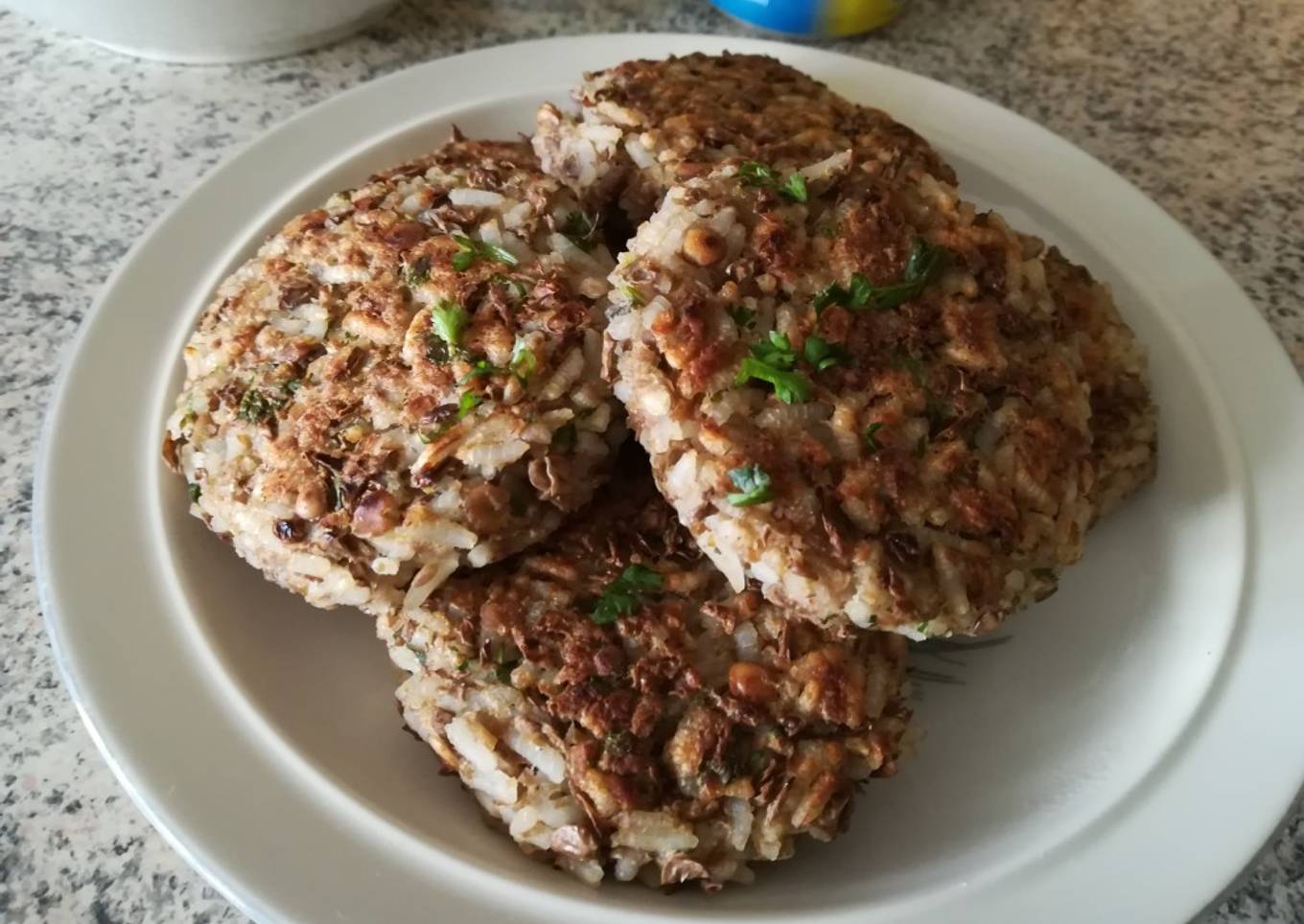 Tortitas de lentejas, arroz y queso