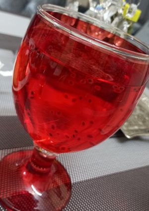 A picture of Red Drink with Chia seeds.