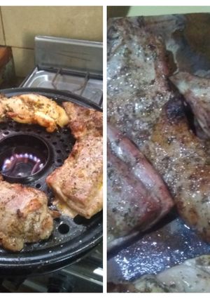 Una foto de Costillas de chancho con manta en parrigas adobado
