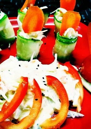 A picture of Cucumber Turkish roll salad.