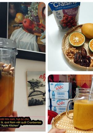Hình của món Sinh tố xoài mix cam & hạt.