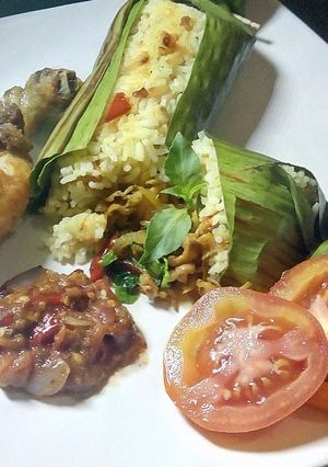 Foto resep Nasi Bakar TerAmur (Teri+Ayam+Jamur)