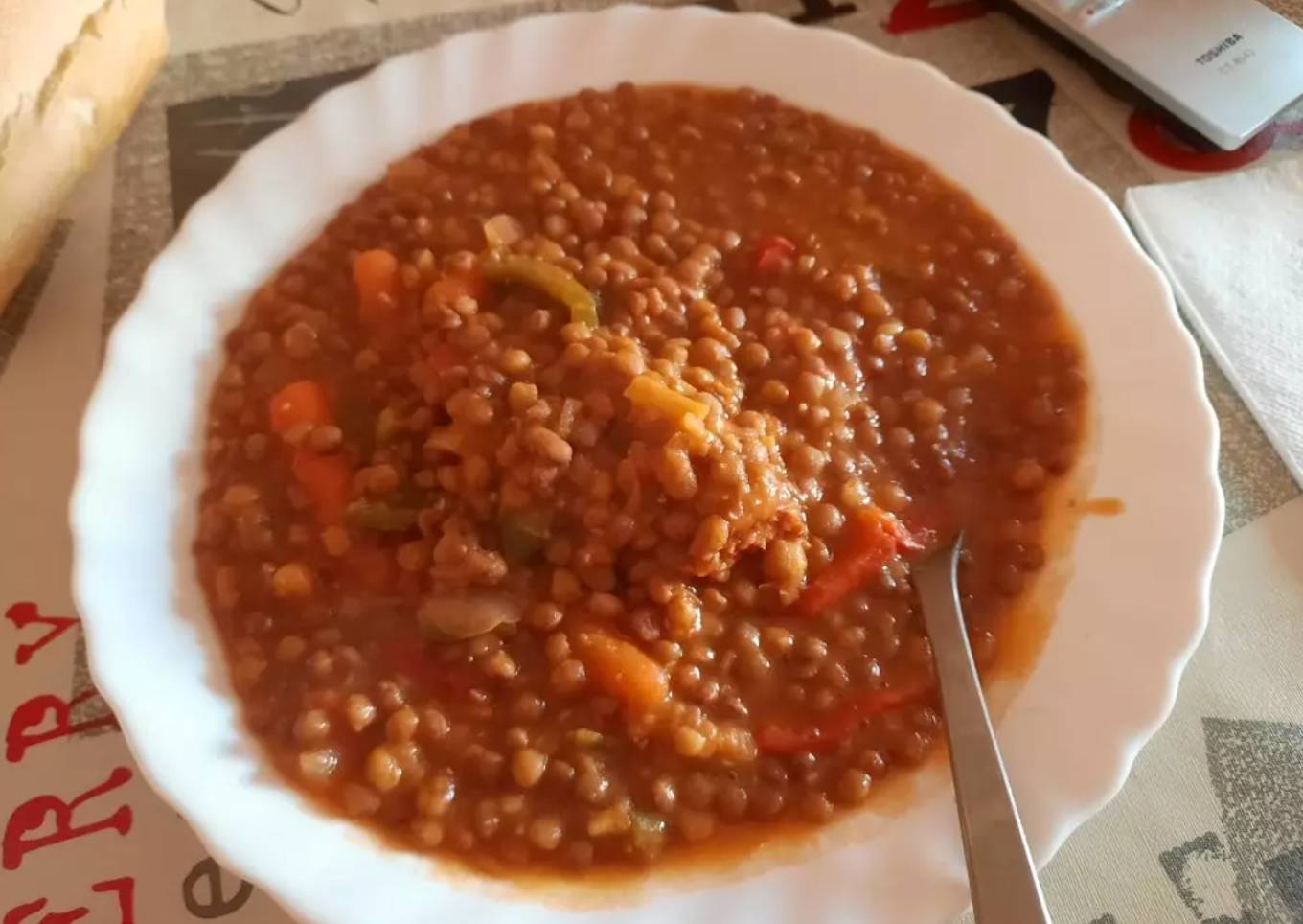 Lentejas de bote con verduras y chorizo