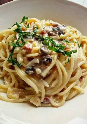 Foto resep Spaghetti Carbonara Mushroom 🍄🍄