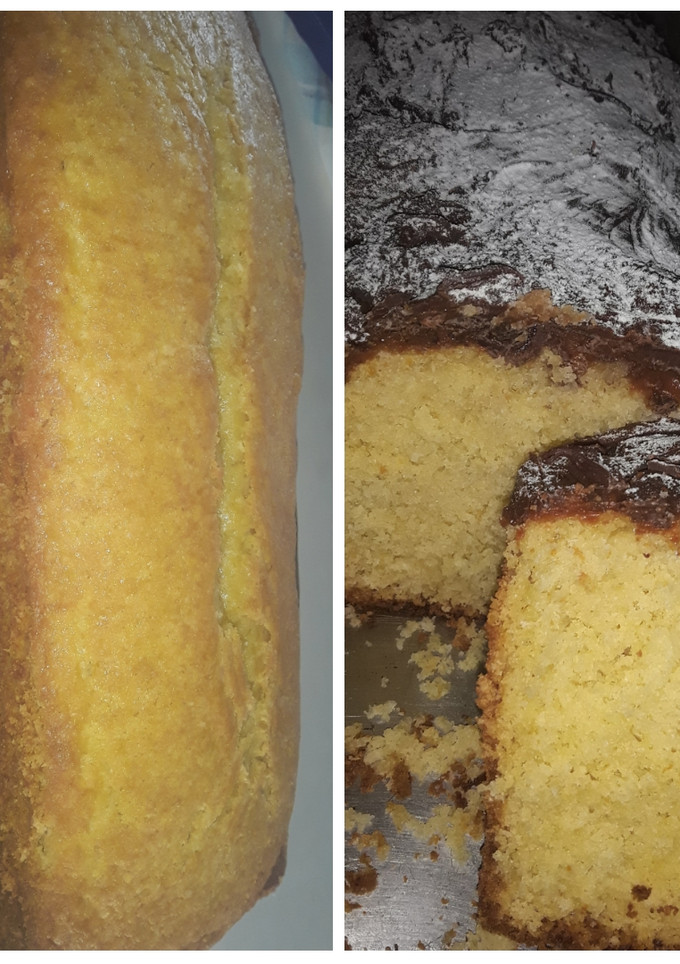 Una foto de Budín de coco con cobertura de dulce de leche y chocolate 😋