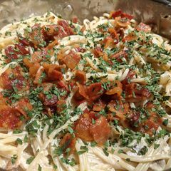 Creamy Cabonara #minicookpadcooks A picture of Creamy Cabonara #minicookpadcooks.