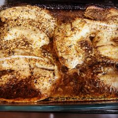 A picture of Garlic butter oven baked tilapia.