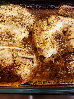A picture of Garlic butter oven baked tilapia.