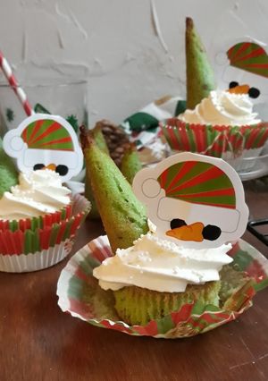 Une photo de ☆Cupcakes Pistache Citron Vert☆⛄Noël Méga Chou