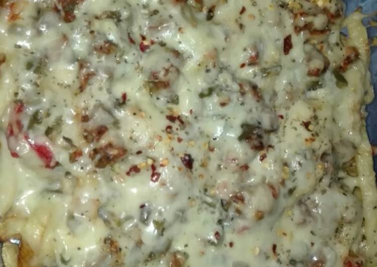 Recipe of Homemade Pizza Fries with Chicken Chunks