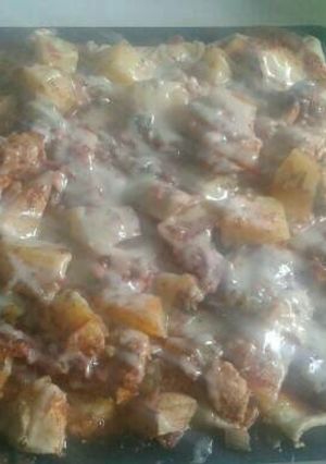 Una foto de Canelones de acelga con estofado de pollo ♡