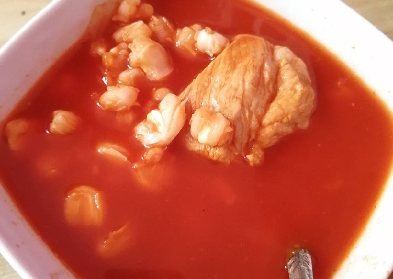 Pozole rojo 😋💖(sin aceite)