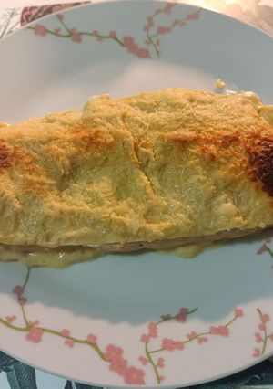 Una foto de Lasaña de salmón