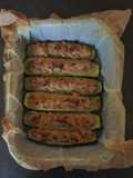 Zucchini Stuffed with Ham and Parmesan Cheese