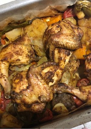 Foto resep Roasted chiken with vegetable/ayam panggang dengan sayuran