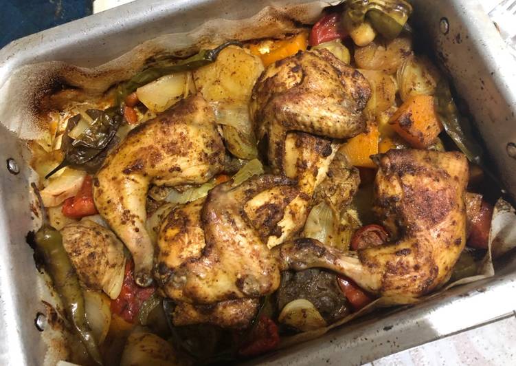 Resep Roasted chiken with vegetable/ayam panggang dengan sayuran Anti Gagal