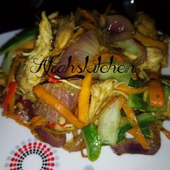 Vegetables and chicken breast sauce A picture of Vegetables and chicken breast sauce.