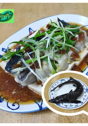 鱘龍魚三吃之一 蔭瓜鮮蒸鱘龍魚 的食譜成品照片