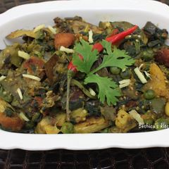 A picture of Kumro Shaag Chorchori (Pumpkin Leaves Curry).