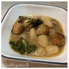 Meatball and Cauliflower Gnocchi with Kale Soup A picture of Meatball and Cauliflower Gnocchi with Kale Soup.