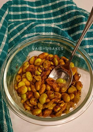 A picture of Masala Edmame (Stir Fried green soy beans).
